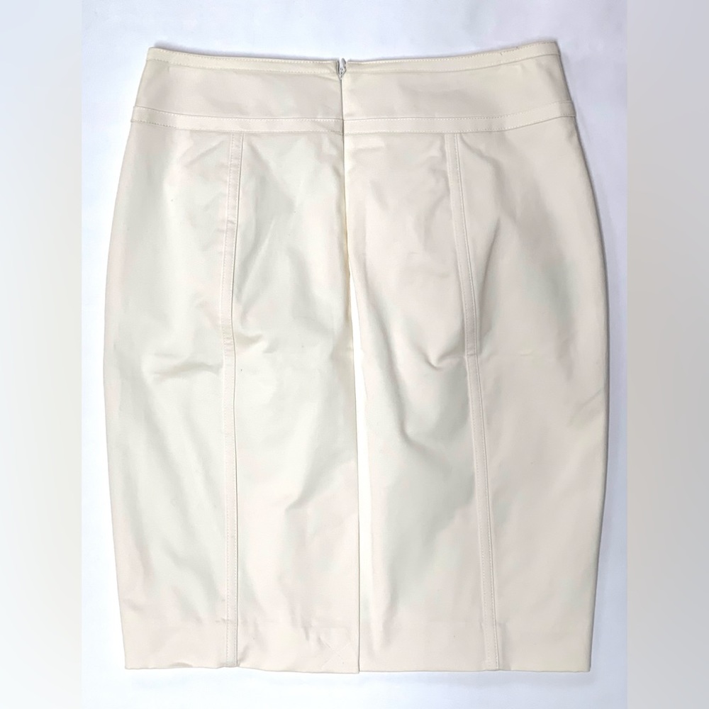 Ann Taylor Astor 2P NEW pencil skirt cream cotton lined vertical stitch neutral - Picture 2 of 5